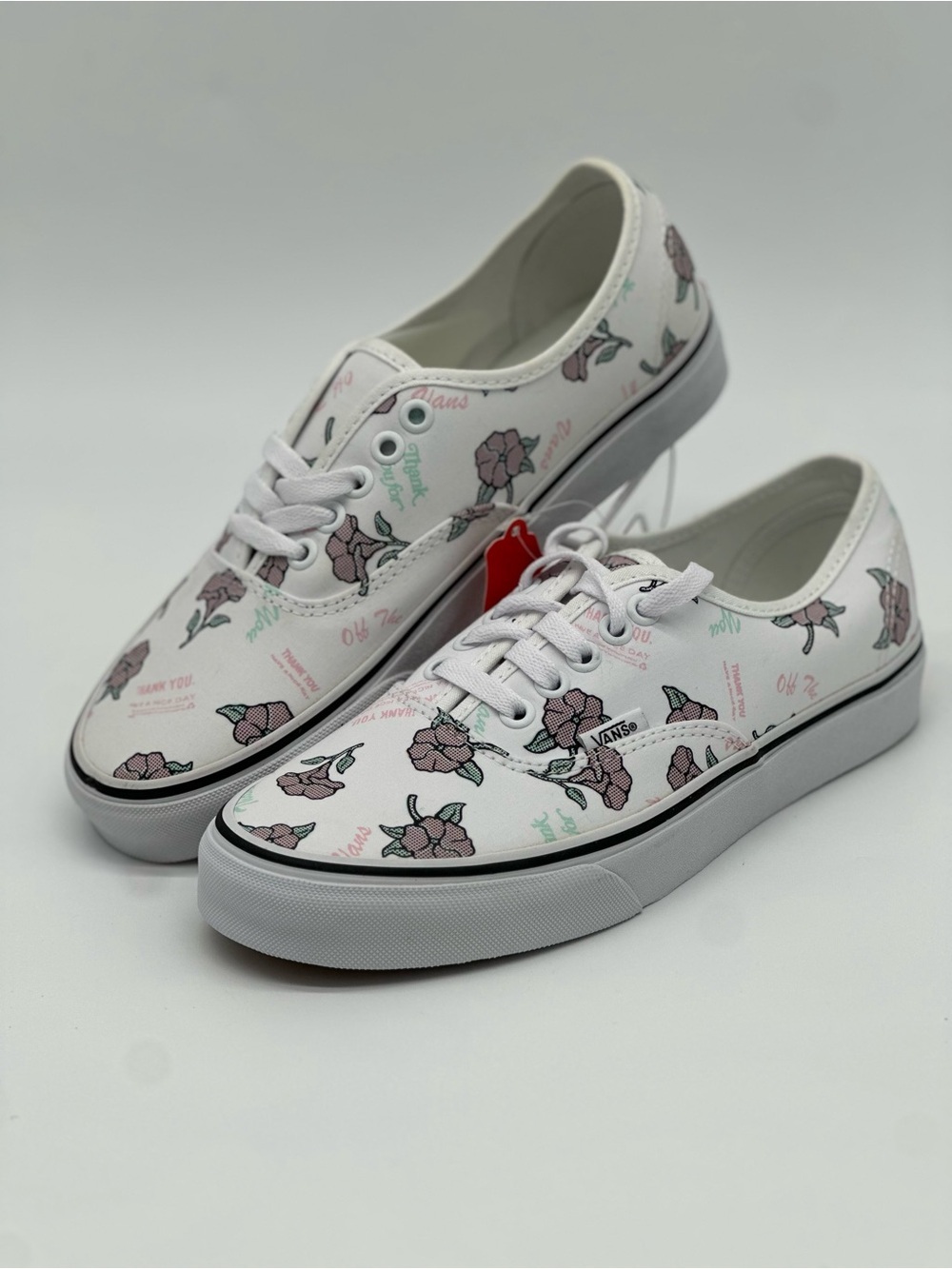 Vans White Low-Top Sneakers with Pink Floral Print